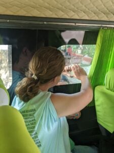 This is my teammate Laura Jane and this is her when we were heading back to base in the van and the kids were coming up to the window and making hearts with their hands up to the window and I just thought it was so precious. 